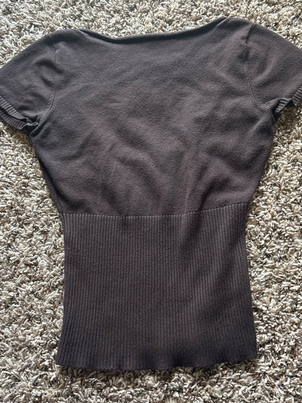 Garage Brown Short Sleeve Scoop Neck Top